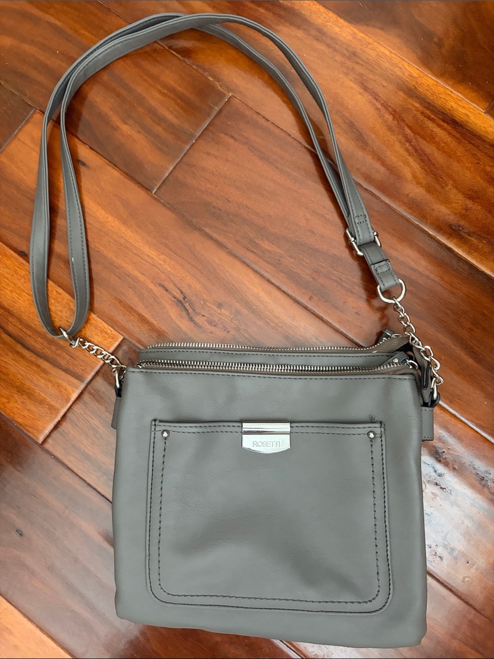 Rosetti Gray Crossbody Bag with Silver Hardware